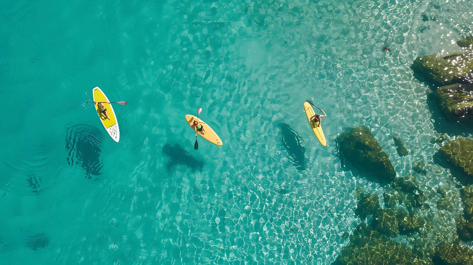 Aerial View of Stand Up Paddleboarding – free practicing image from Dotvec