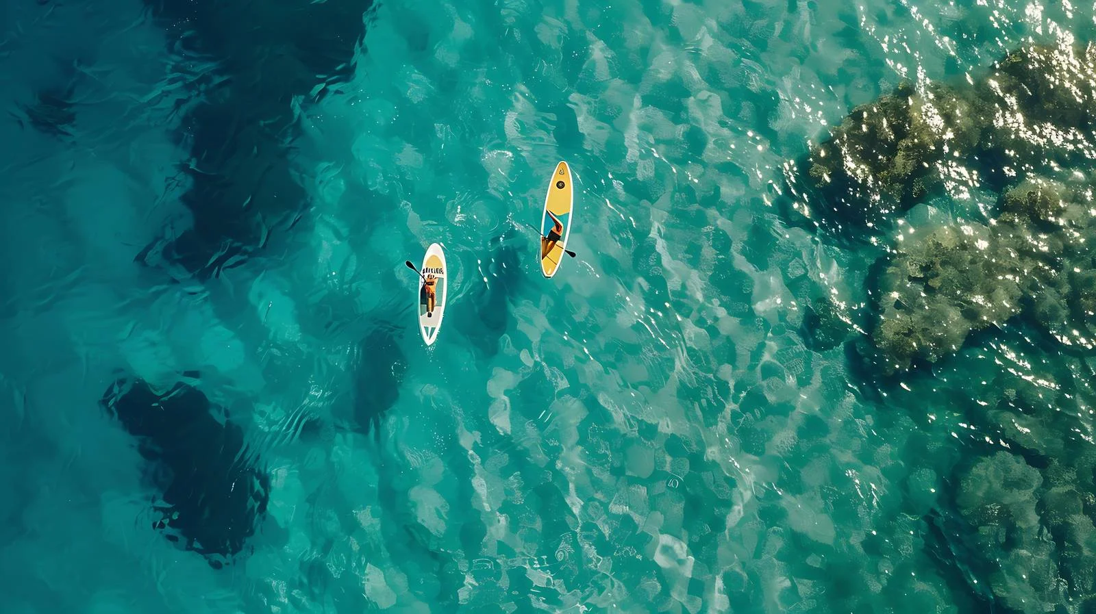 Aerial View Stand Up Paddleboarding Practice — free download from Dotvec