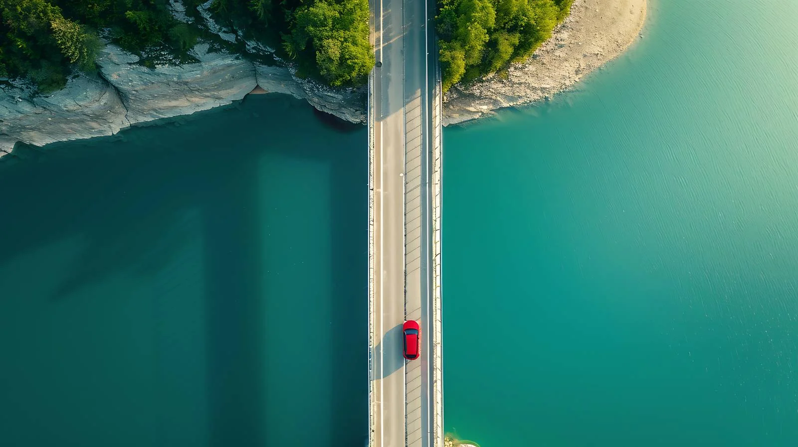 Scenic Car Bridge Crossing Aerial View — free download from Dotvec