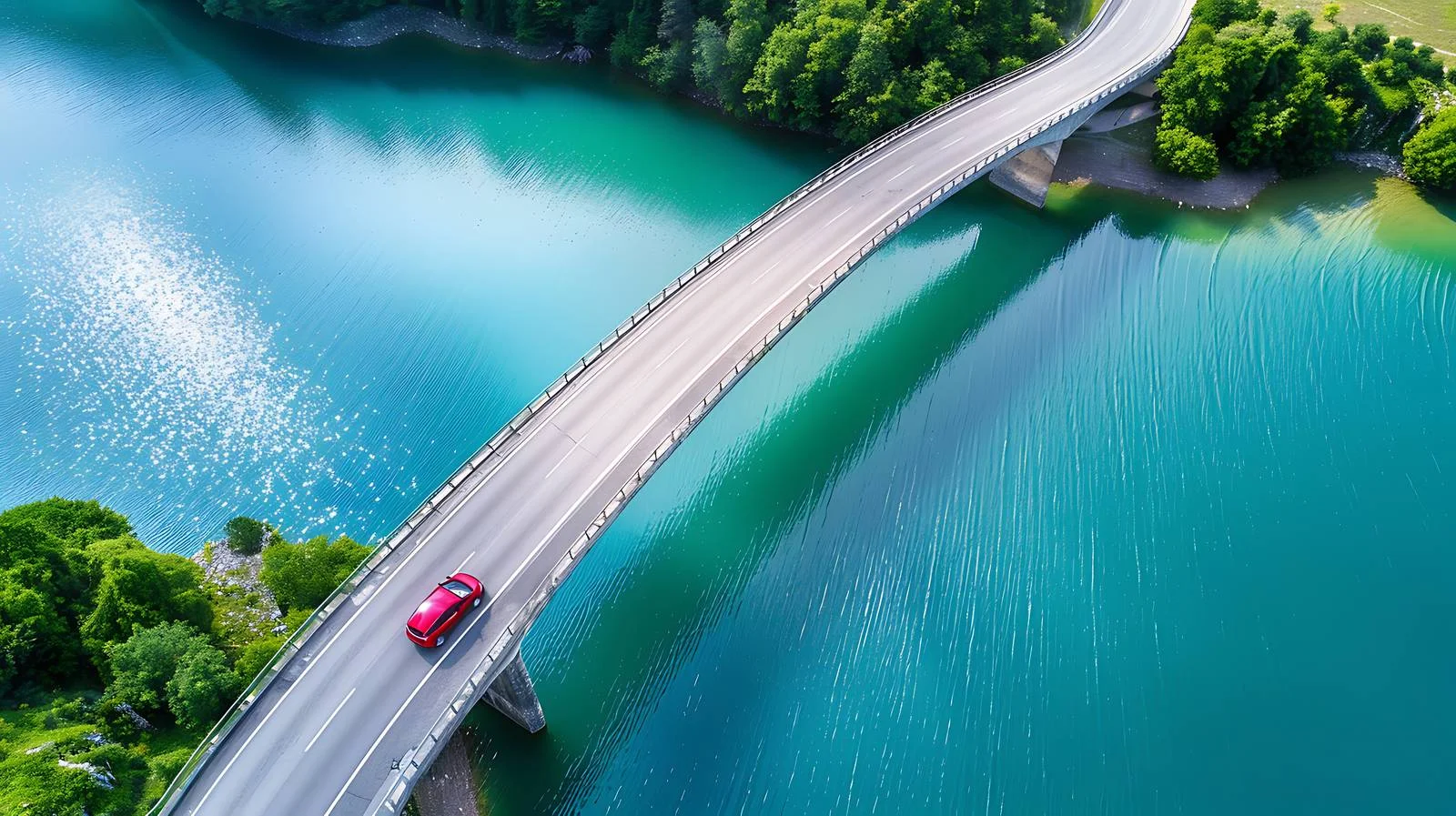 Aerial View Bridge Car Crossing Sylvenstein — free download from Dotvec
