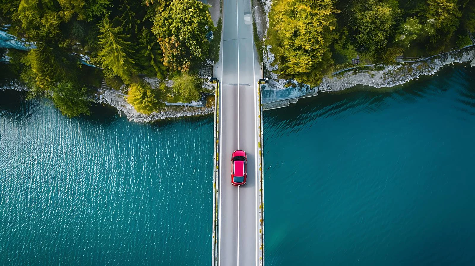 Aerial Car Crossing Bridge View — free download from Dotvec