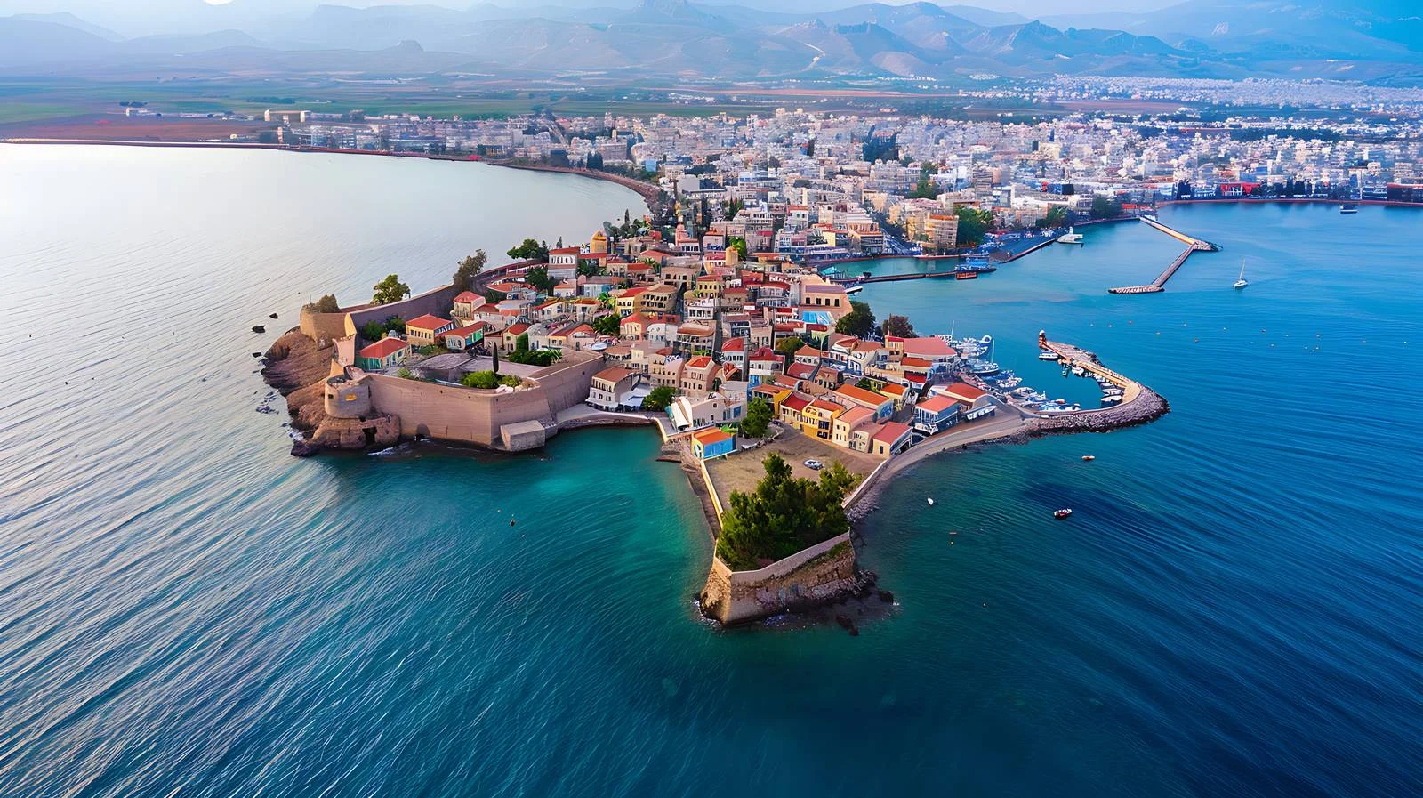 Chania Old Harbor Aerial View — free download from Dotvec