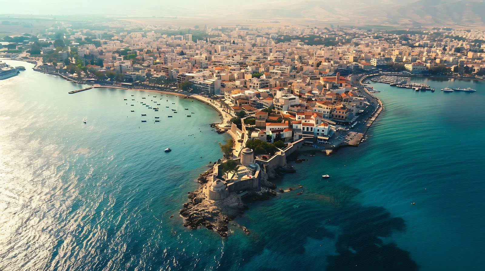 Aerial View of Chania City Harbor — free download from Dotvec