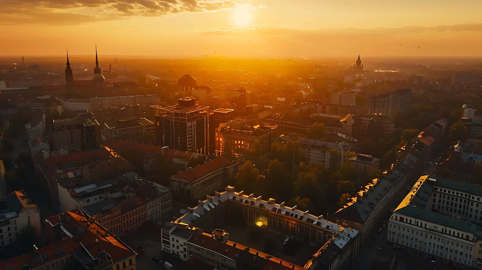 Lodz Cityscape at Sunset in Poland — free download from Dotvec