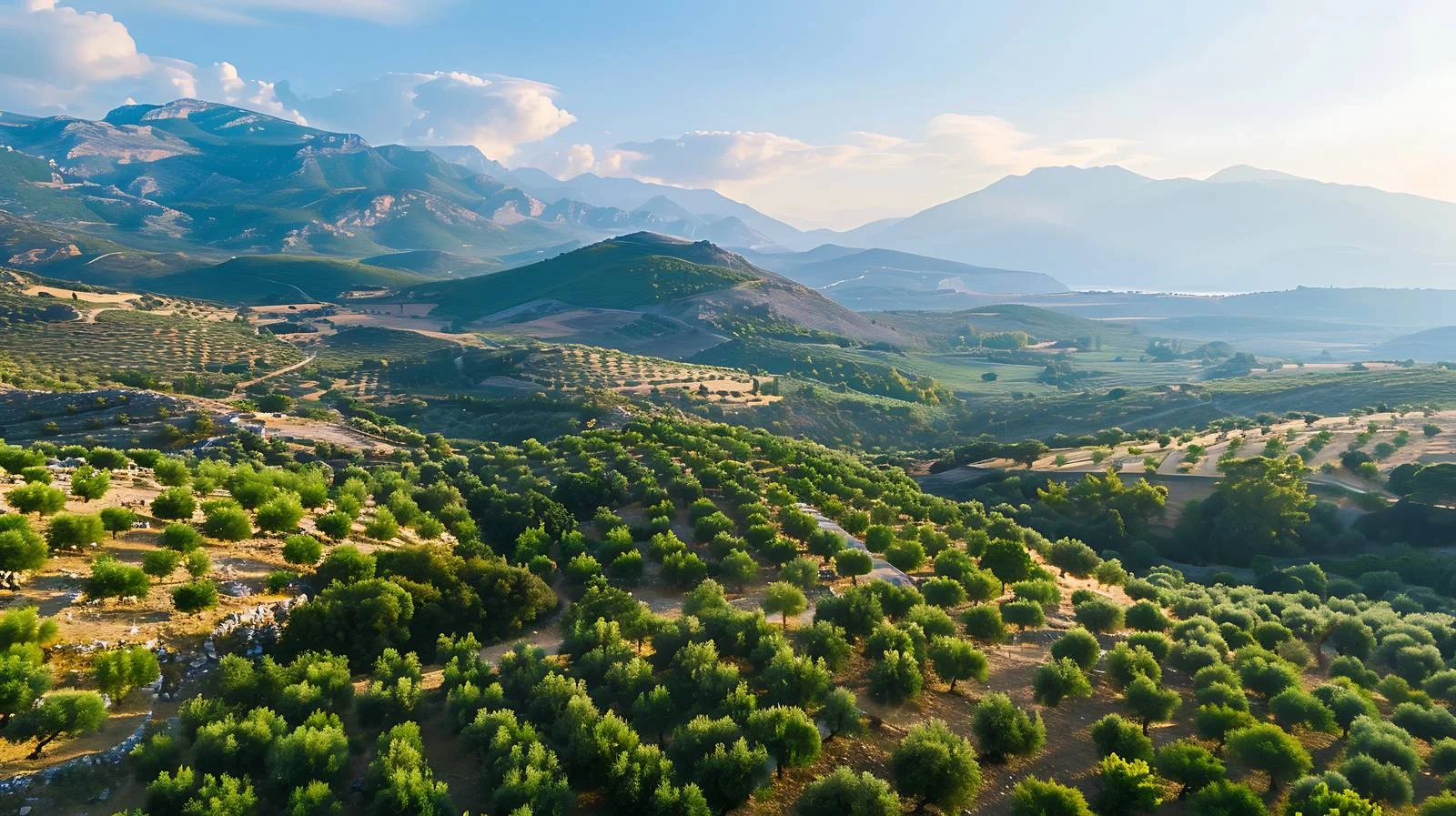 Aerial Olive Trees Mountain Landscape View — free download from Dotvec