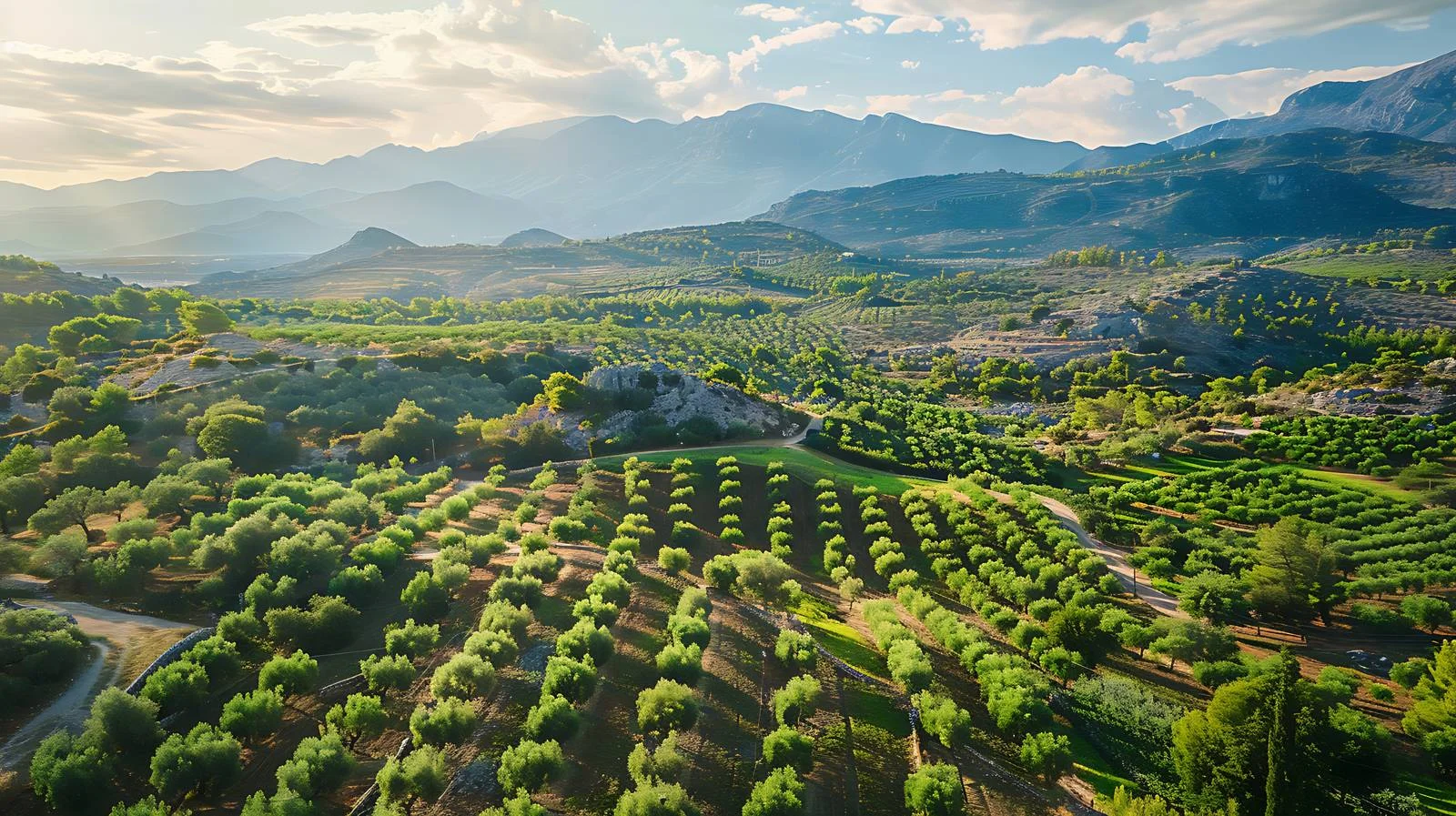 Aerial Olive Trees Mountain Landscape View — free download from Dotvec