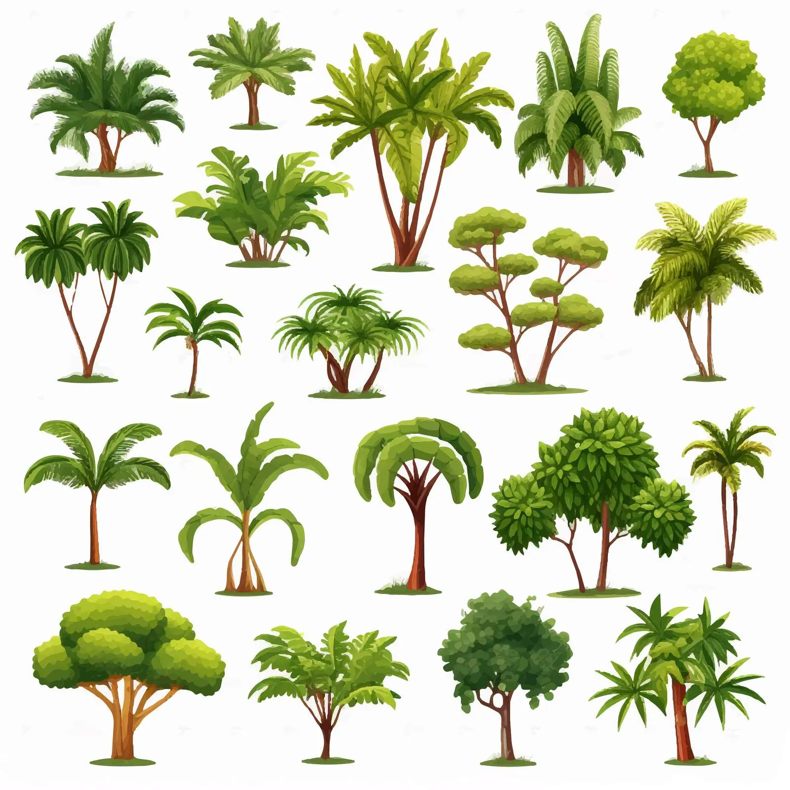Aerial View of Tropical Trees on White Background — free download from Dotvec