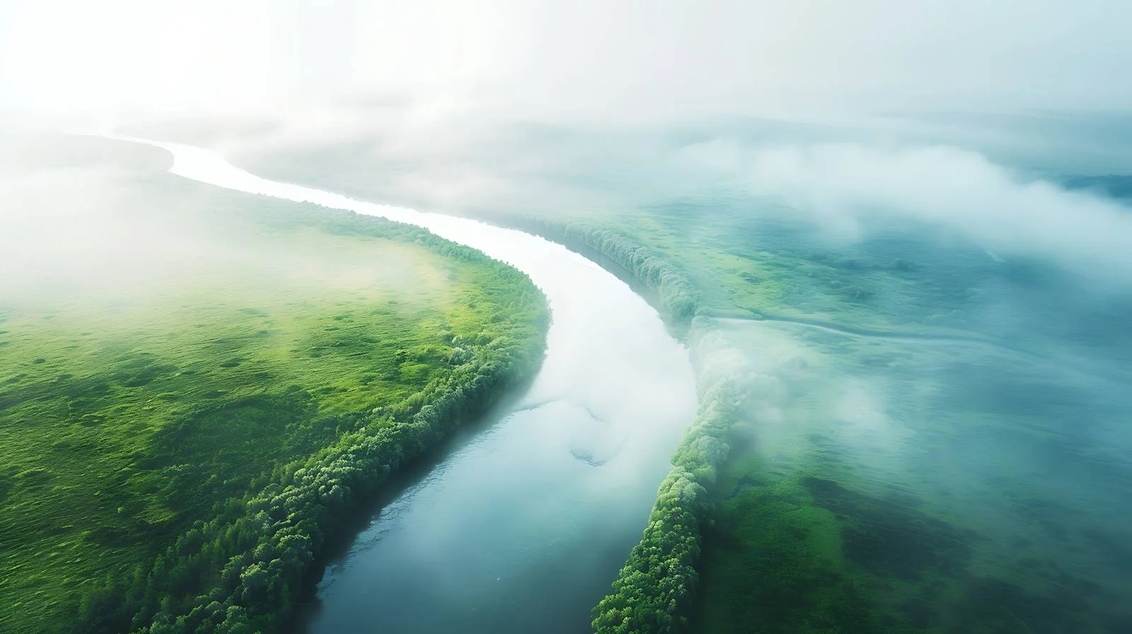 Serene River Overlook in Early Misty Dawn — free download from Dotvec