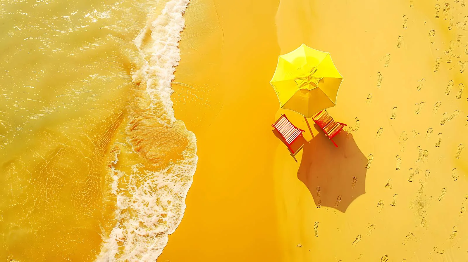 Sunny Beach Umbrella Aerial View — free download from Dotvec