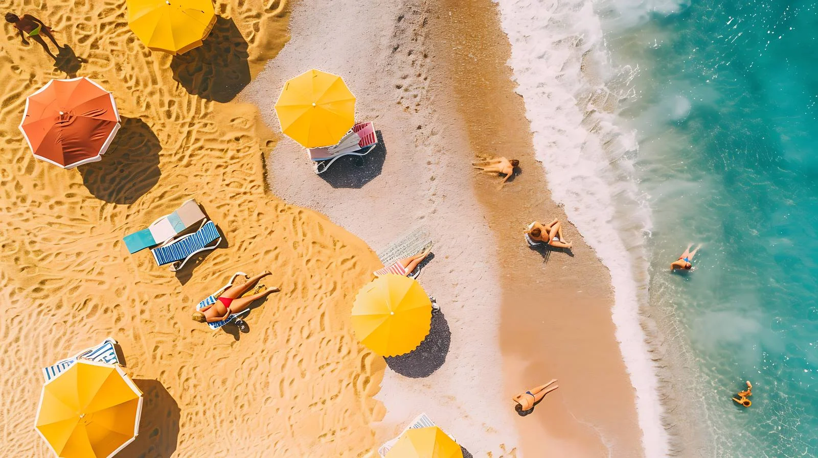 Sunny Beach Umbrella Aerial View — free download from Dotvec