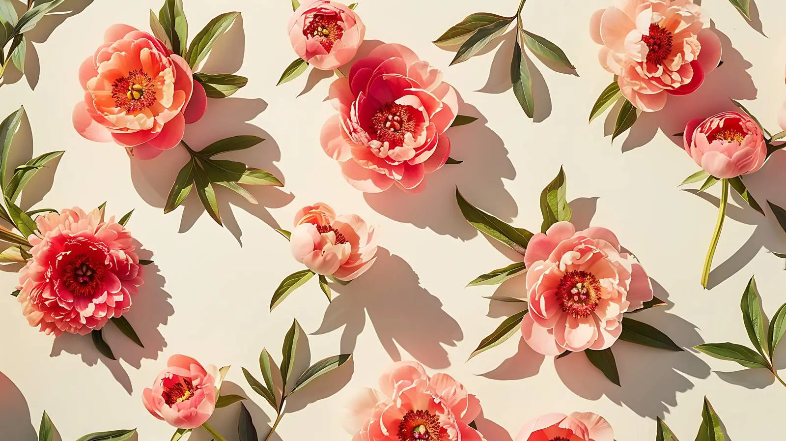 Aesthetic Flatlay of Peonies with Sunlight — free download from Dotvec