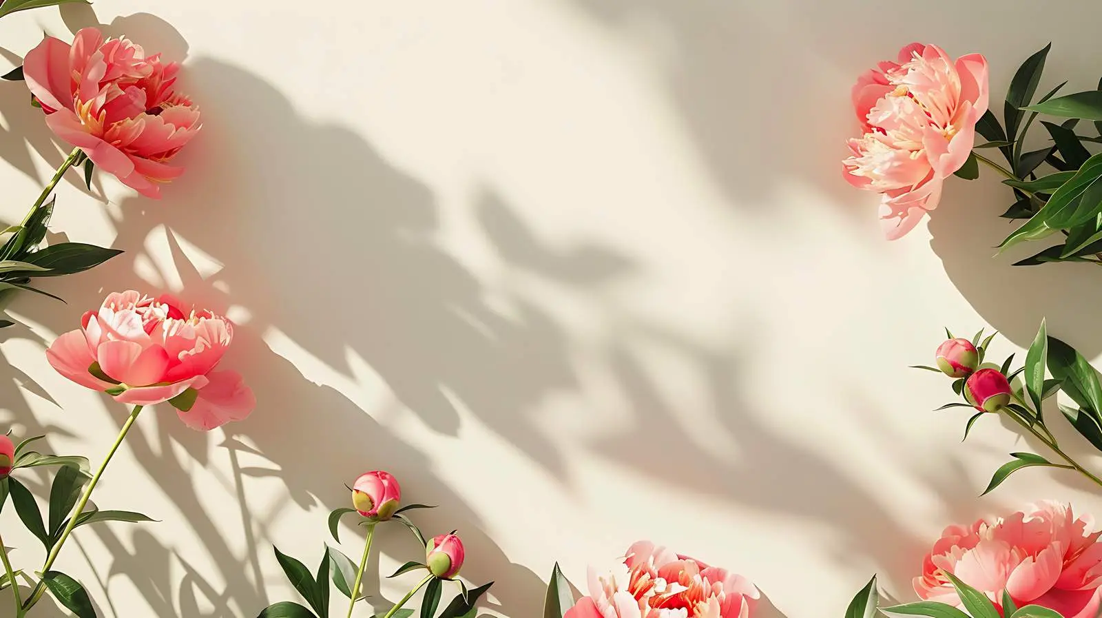 Aesthetic Flatlay of Peonies with Sunlight — free download from Dotvec