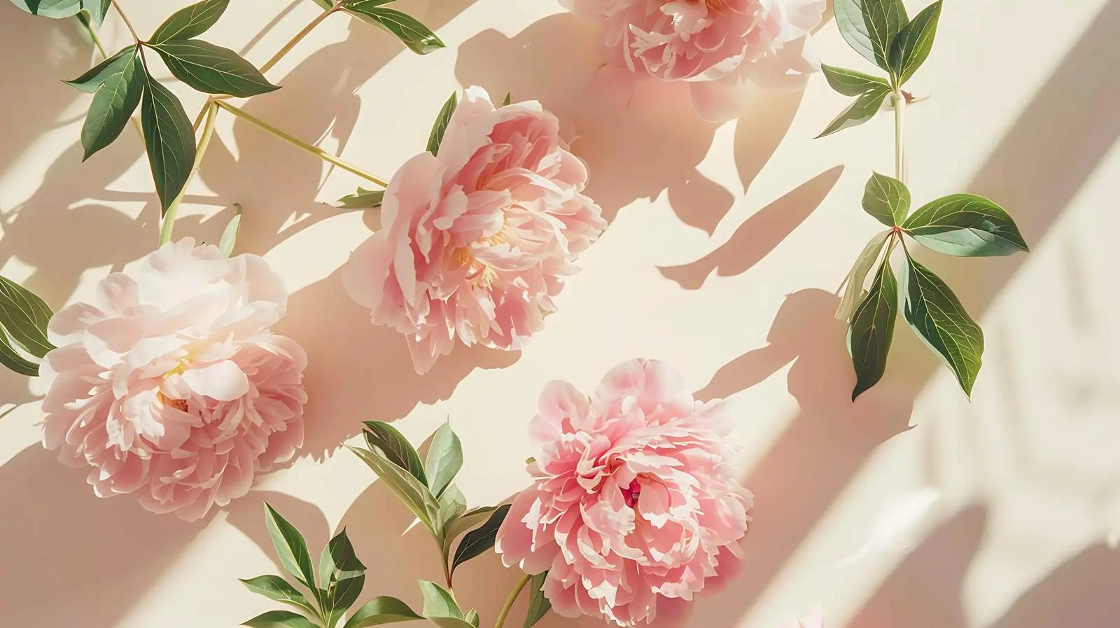 Aesthetic Flatlay of Peonies in Soft Light — free download from Dotvec