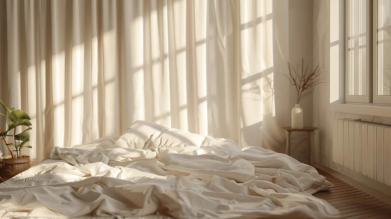 Aesthetic Neutral Scandinavian Bedroom Interior Design — free download from Dotvec