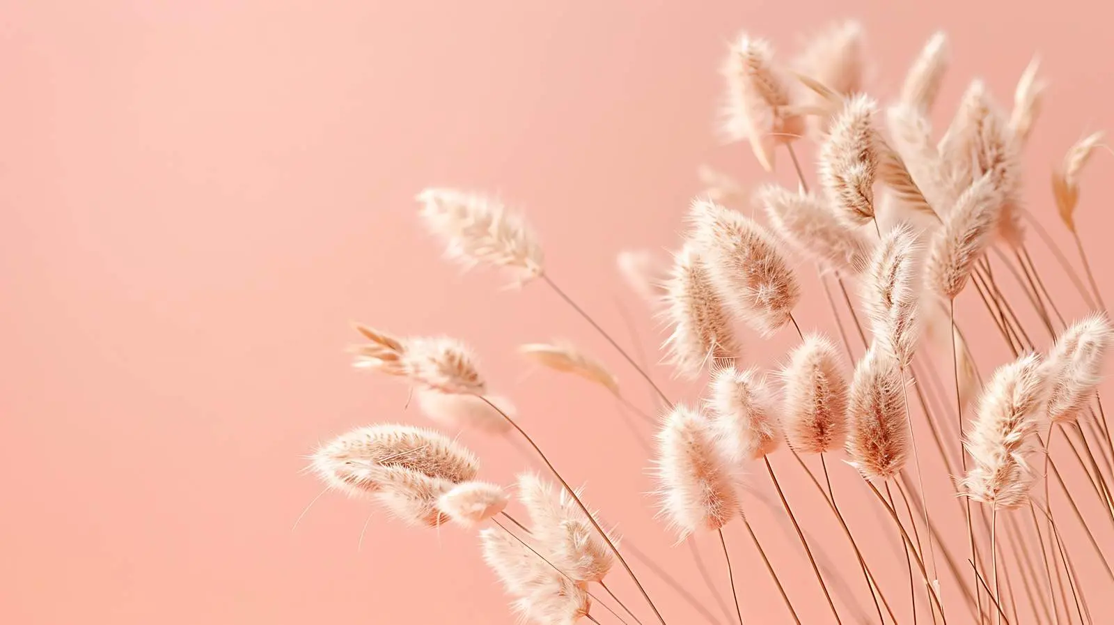 Beige Rabbit Tail Grass on Pink Salmon Background — free download from Dotvec