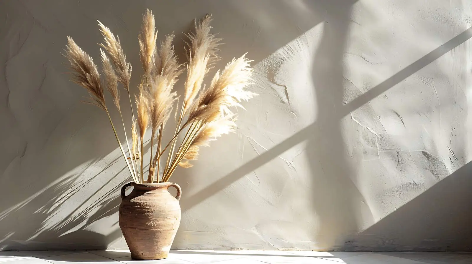 Aesthetic Bohemian Pampas Grass in Clay Pot — free download from Dotvec