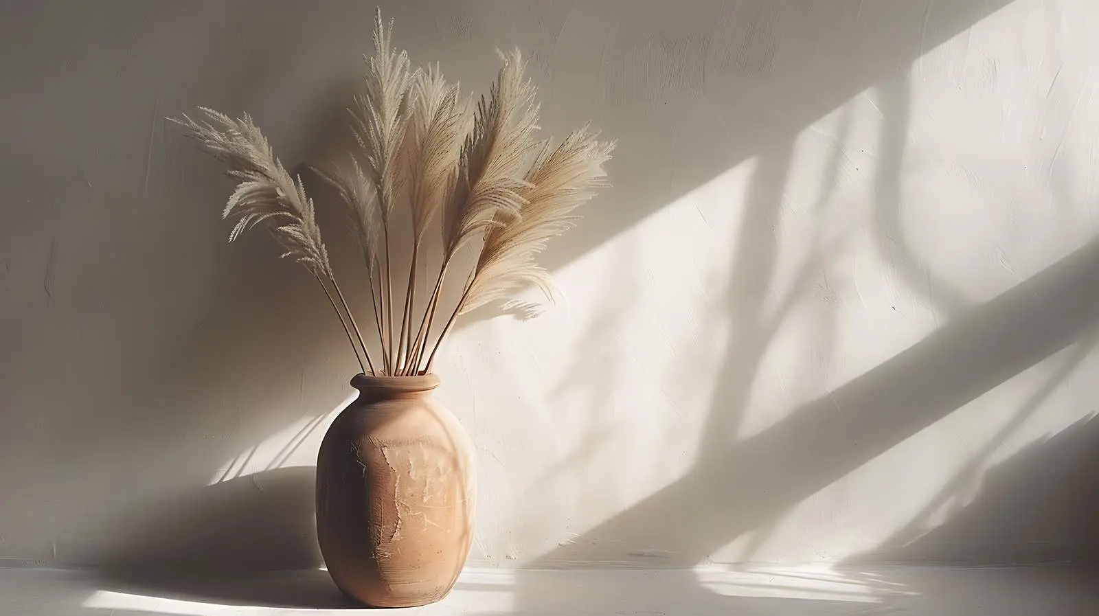 Aesthetic Bohemian Pampas Grass in Clay Pot — free download from Dotvec