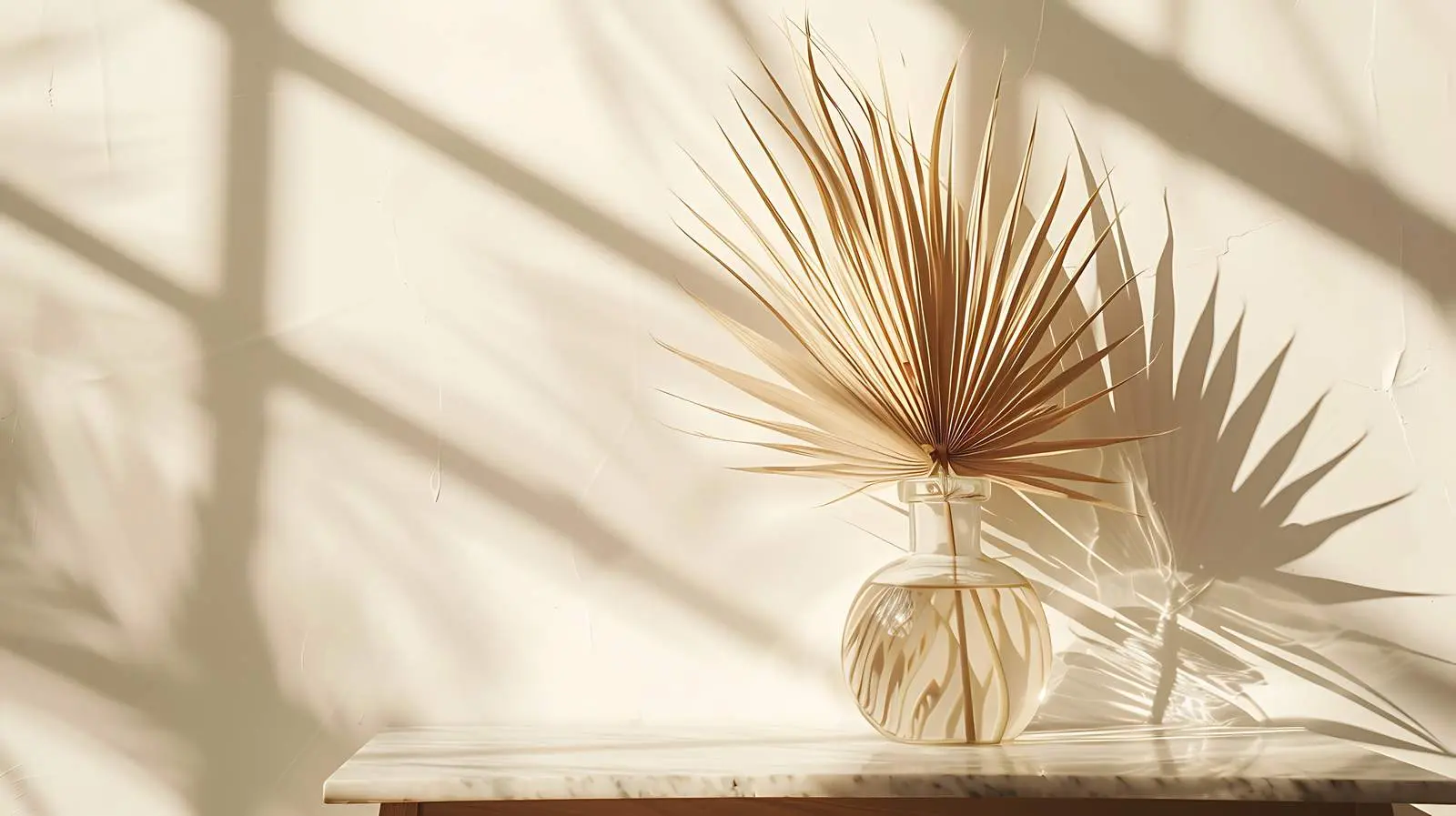 Dried Beige Palm Leaf in Glass Vase – free neutral palette image from Dotvec