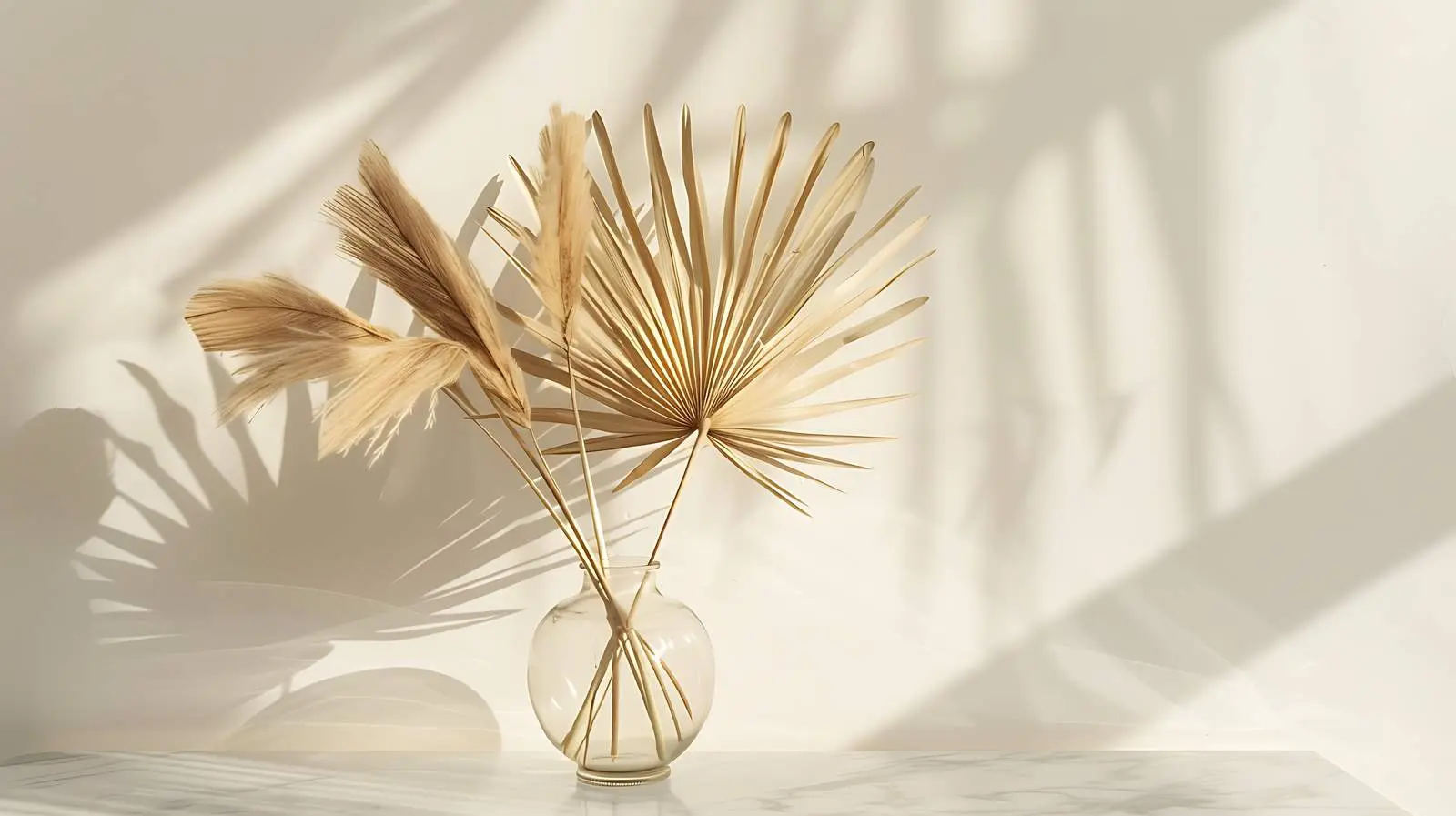 Dried Beige Palm Leaf in Glass Vase — free download from Dotvec