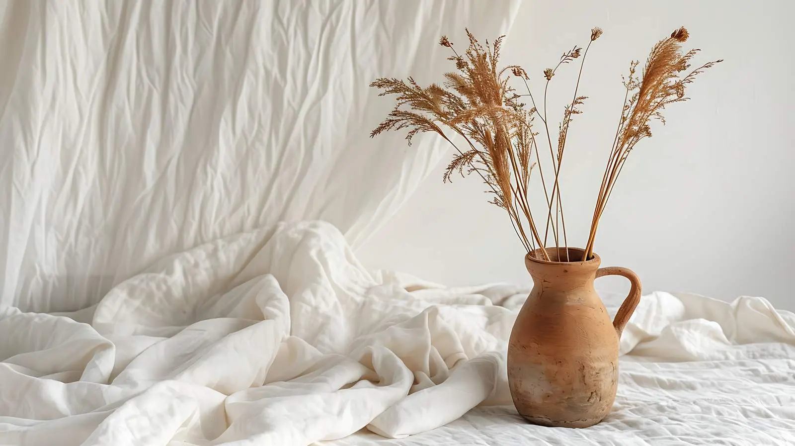 Aesthetic Dried Grass Stems in Glass Vase — free download from Dotvec