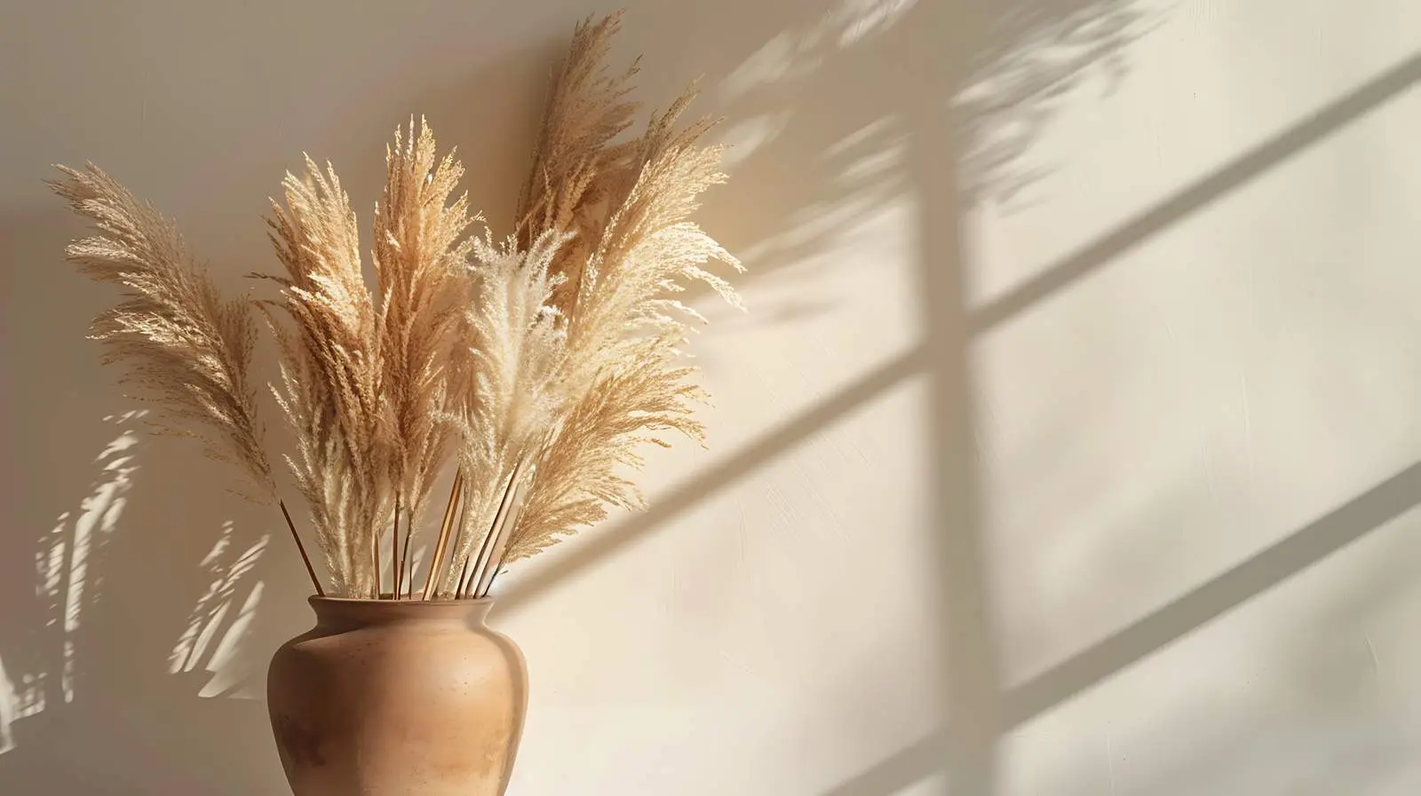 Stylish Dried Pampas Grass in Clay Pot – free plant display image from Dotvec