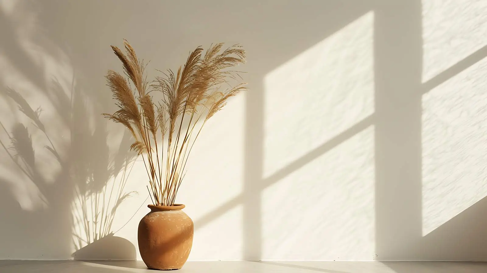 Stylish Dried Pampas Grass in Clay Pot — free download from Dotvec