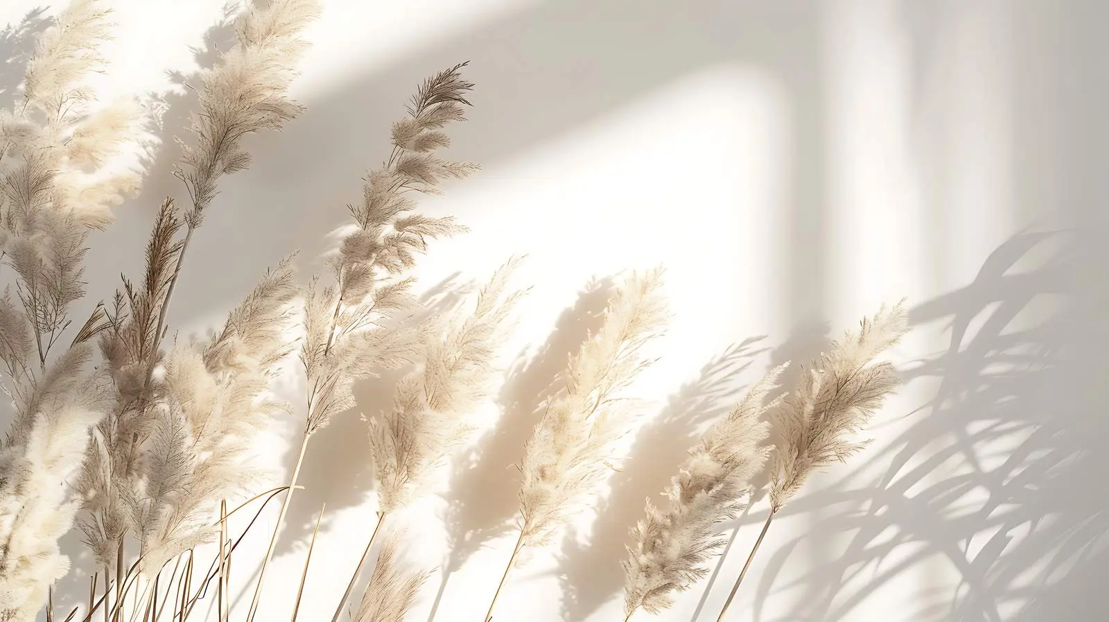 Dried Pampas Grass in Warm Sunlight Shadows — free download from Dotvec