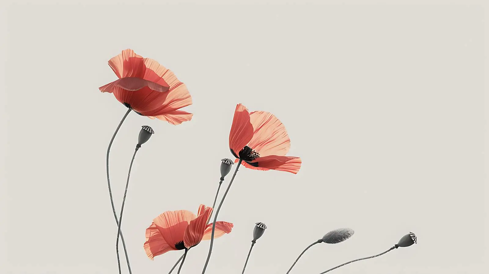 Elegant Poppy Stems Bathed in Warm Sunlight — free download from Dotvec