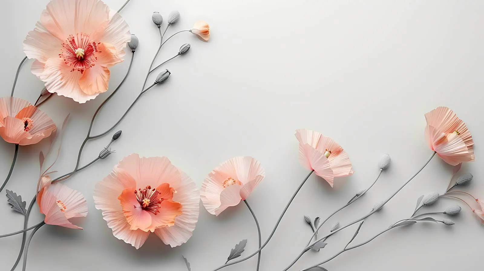 Elegant Poppy Stems in Warm Sunlight — free download from Dotvec