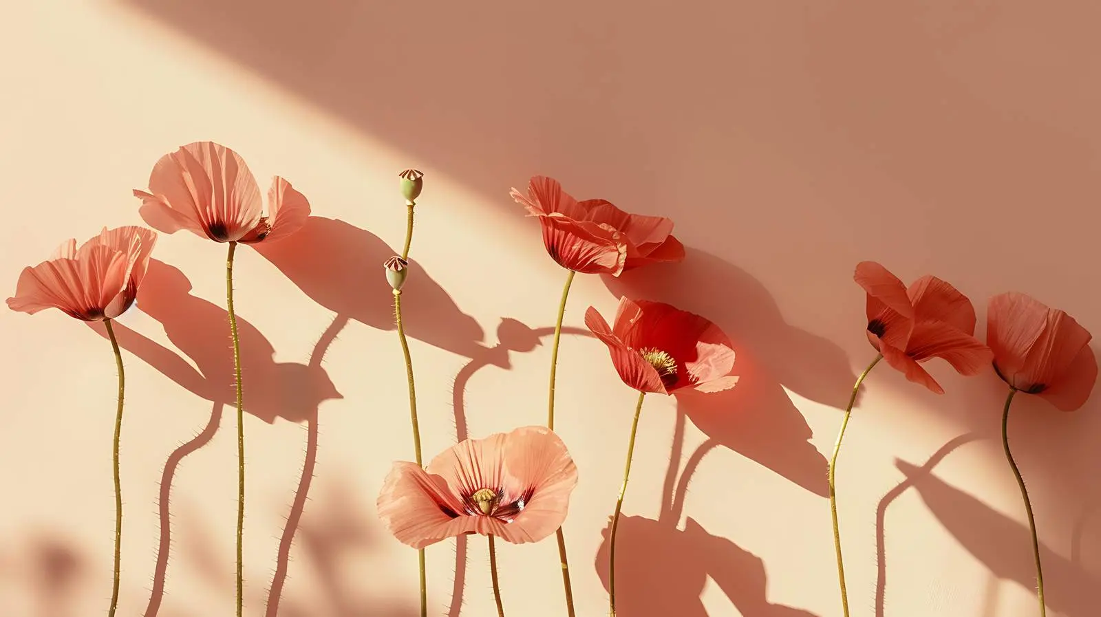 Elegant Poppy Stems in Warm Sunlight — free download from Dotvec