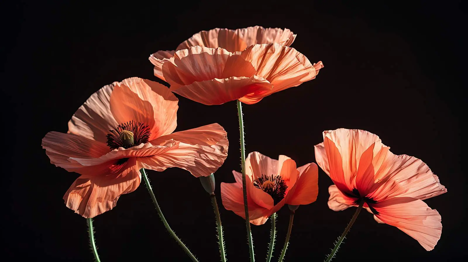 Elegant Poppy Stems in Warm Sunlight — free download from Dotvec