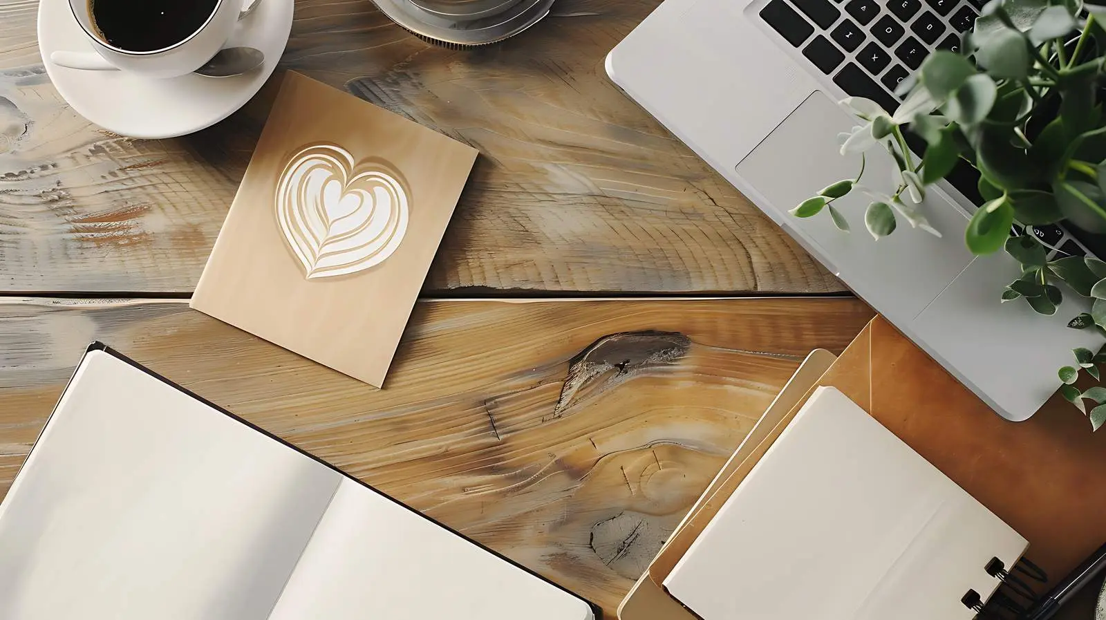 Elegant Workspace with Notebook and Coffee – free page image from Dotvec