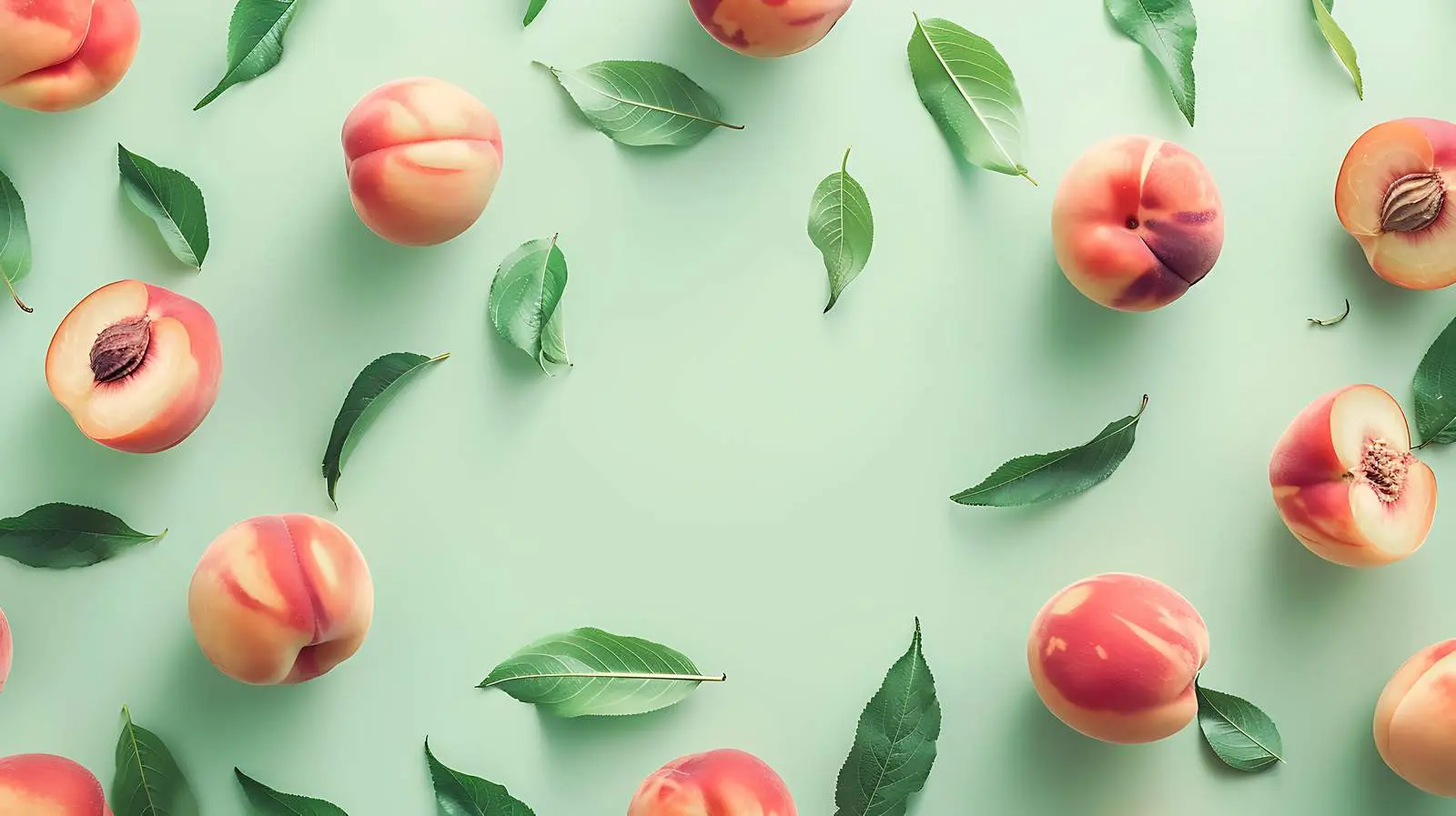 Ripe Juicy Peaches on Pastel Background — free download from Dotvec