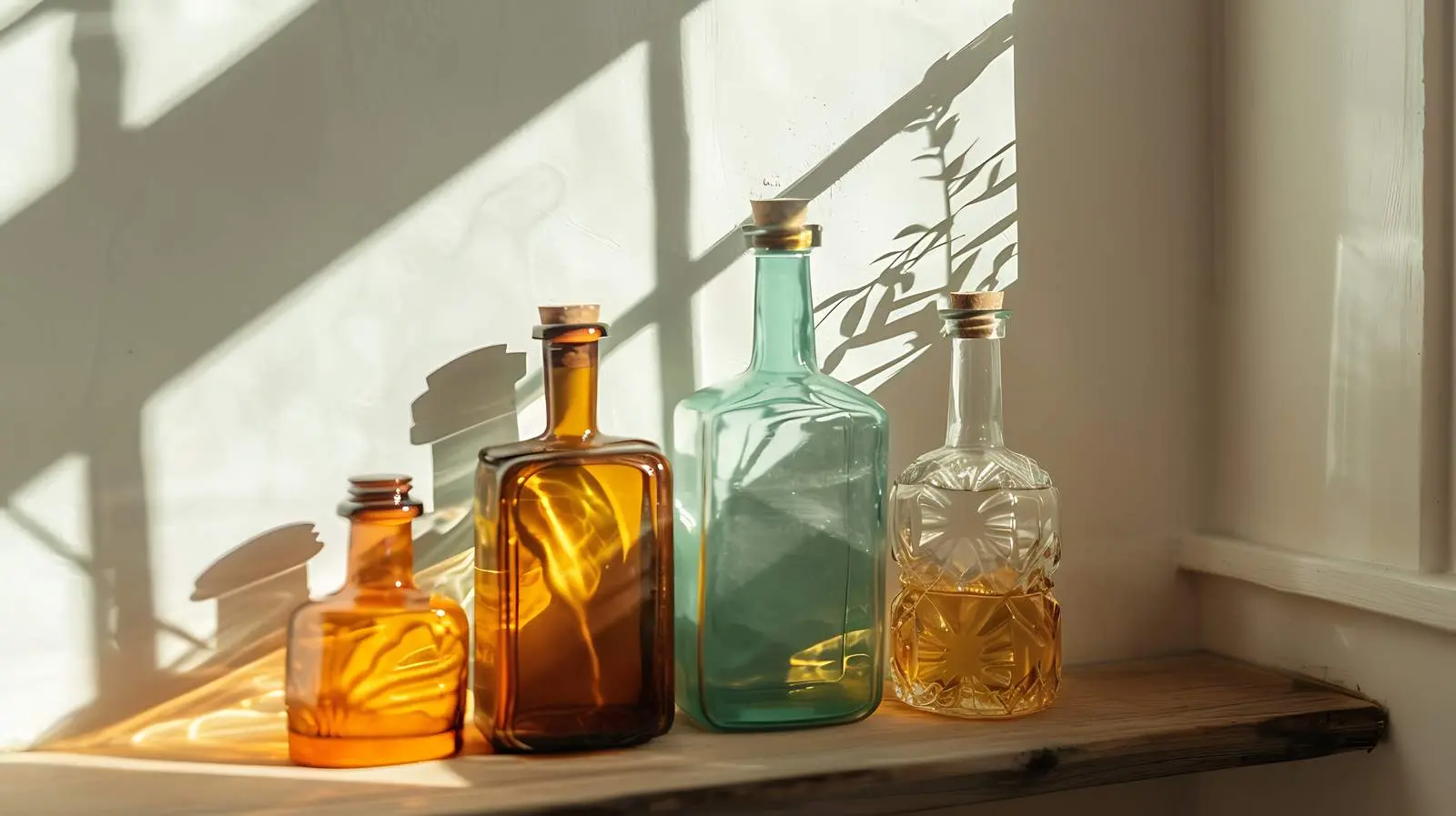 Vintage Bottles in Aesthetic Home Interior — free download from Dotvec