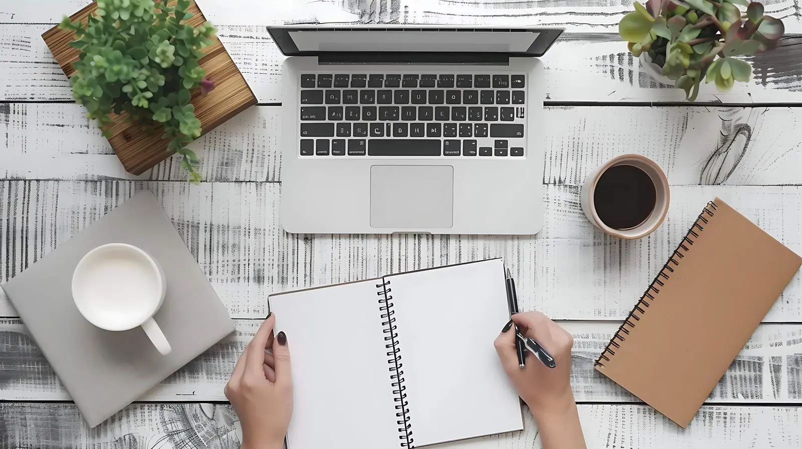 Aesthetic Home Office Desk with Laptop — free download from Dotvec