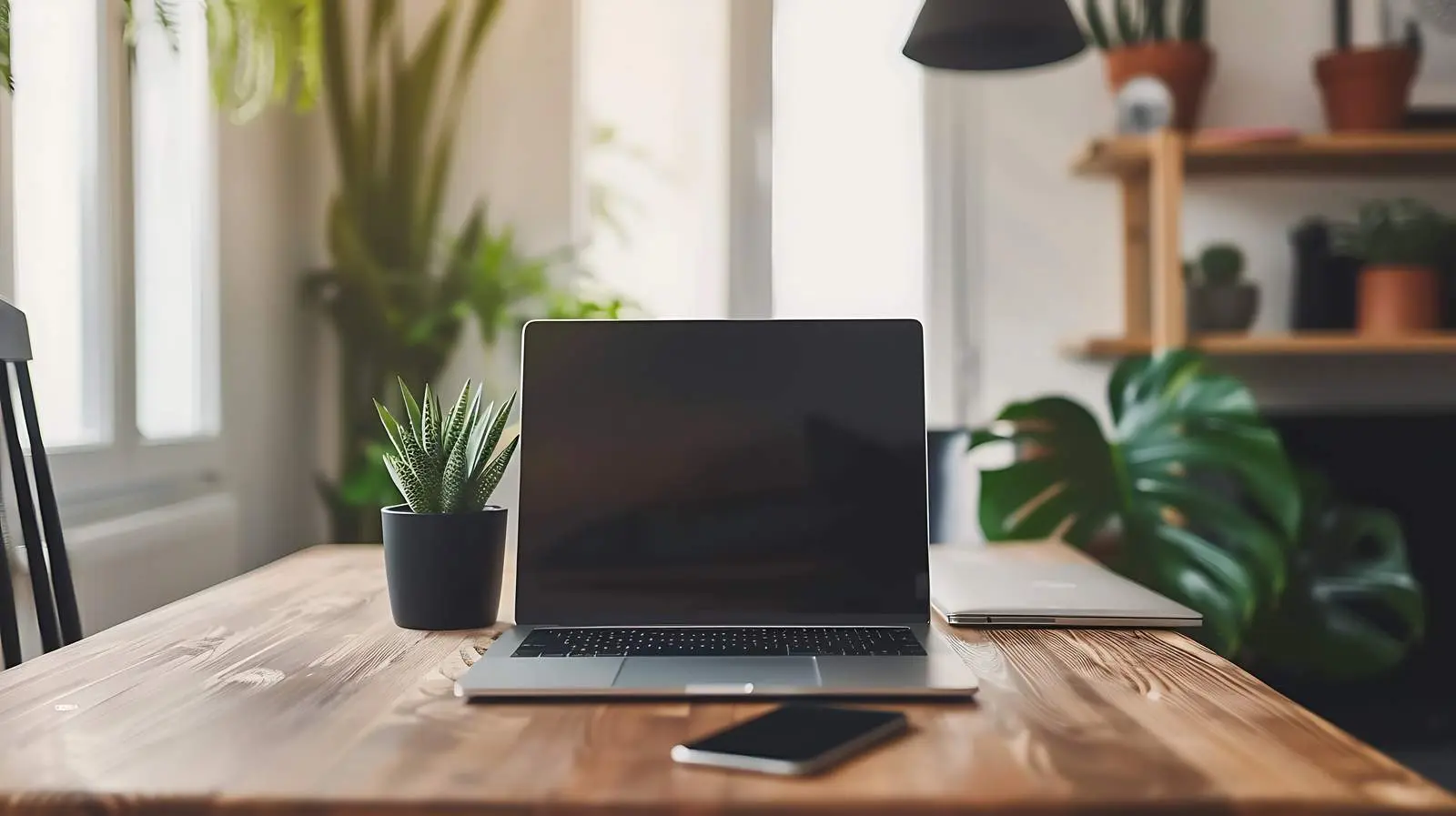 Aesthetic Home Office Desk Workspace with Laptop — free download from Dotvec