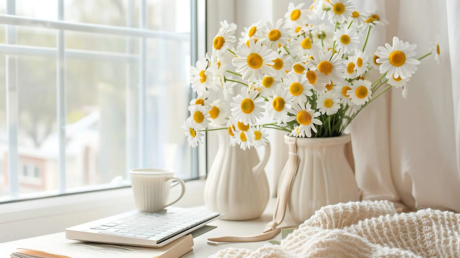 Aesthetic Home Office Desk Workspace with Laptop — free download from Dotvec