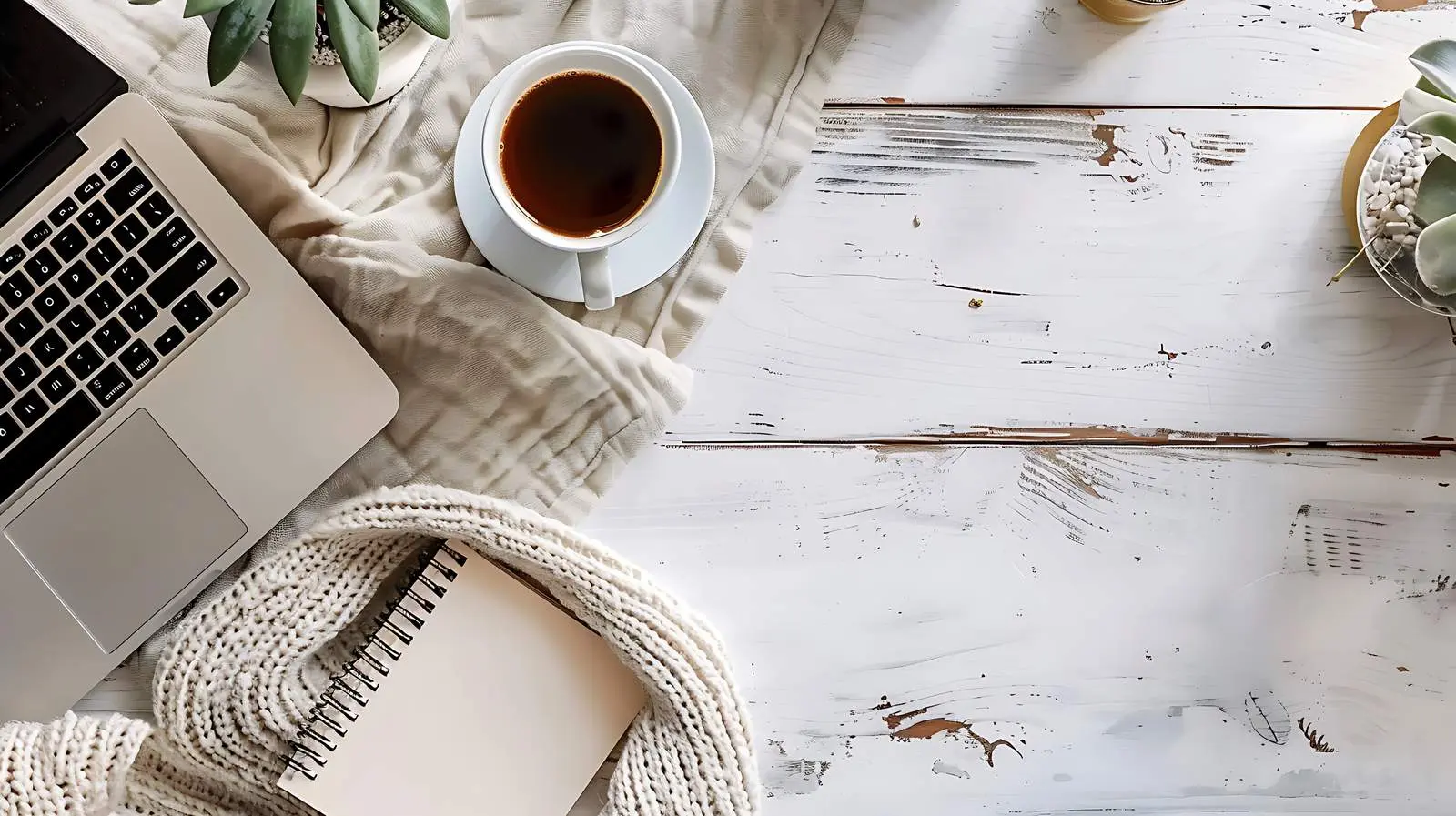 Aesthetic Home Office Workspace with Laptop — free download from Dotvec