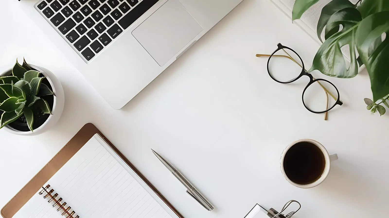 Aesthetic Home Office Workspace with Glasses — free download from Dotvec