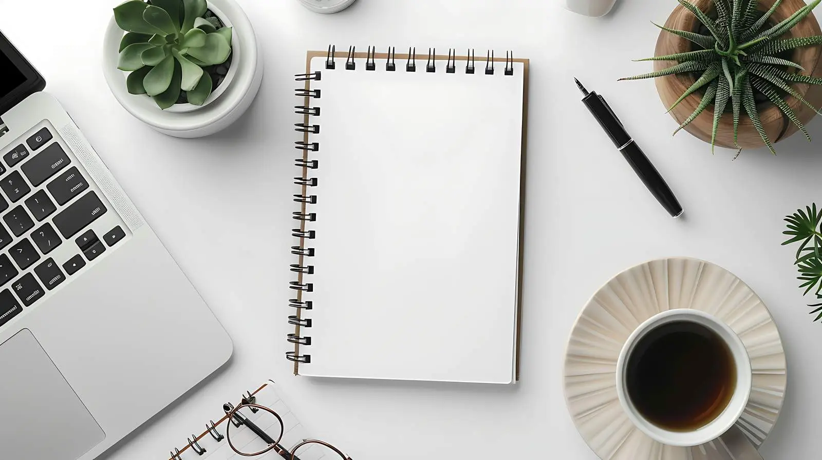 Aesthetic Home Office Workspace with Glasses — free download from Dotvec