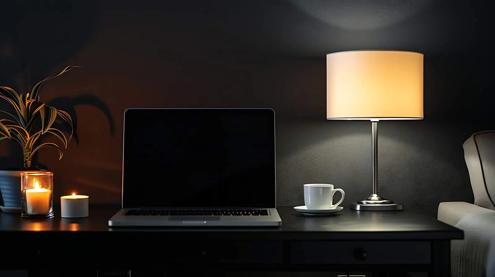 Aesthetic Home Office Workspace with Laptop — free download from Dotvec