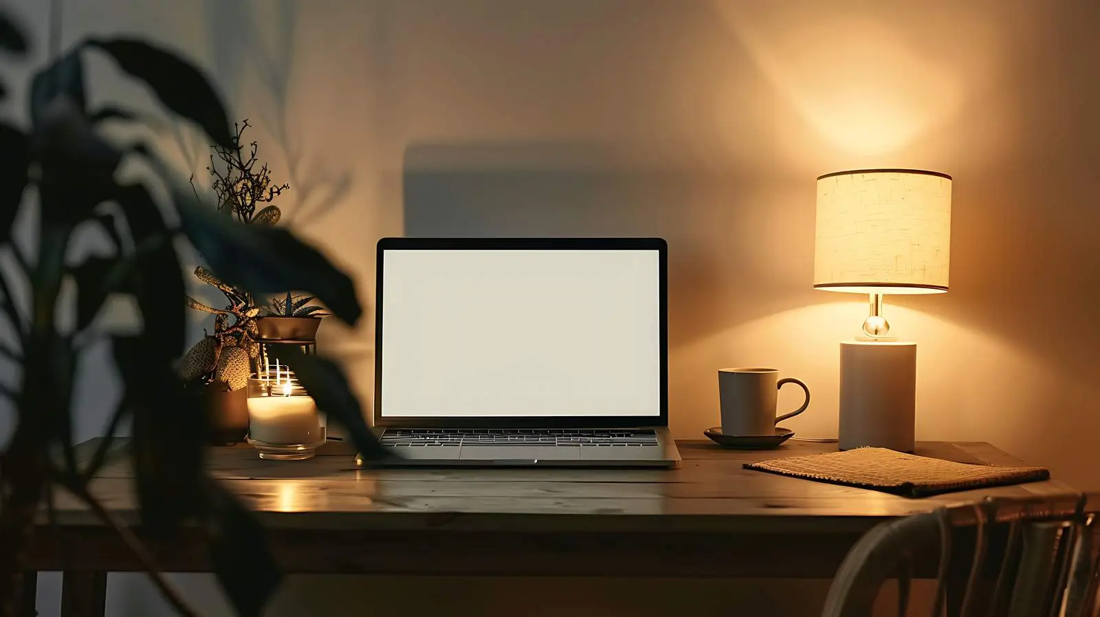 Aesthetic Home Office Workspace with Laptop — free download from Dotvec