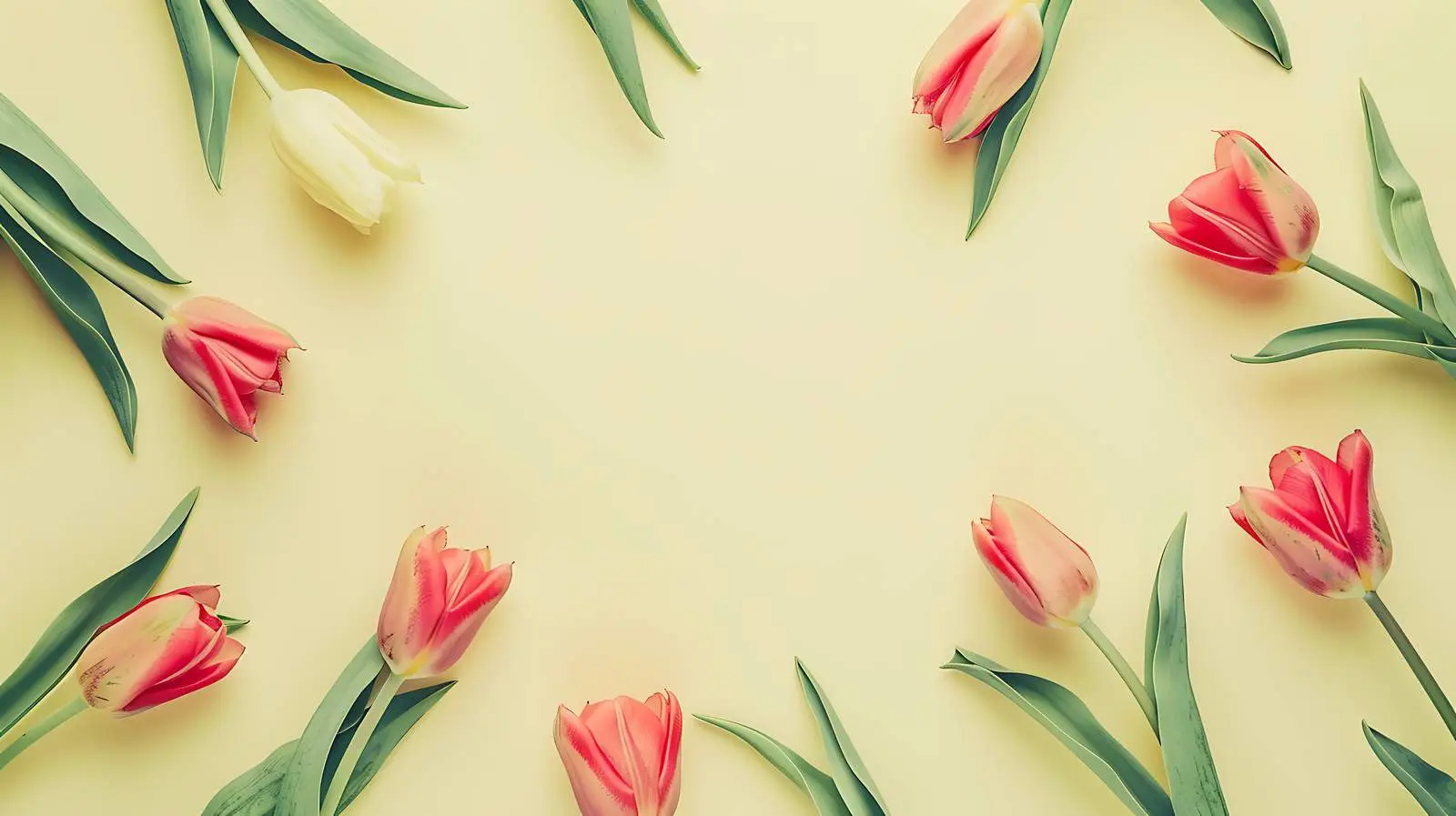 Minimal Floral Tulip Composition in Blank Frame — free download from Dotvec