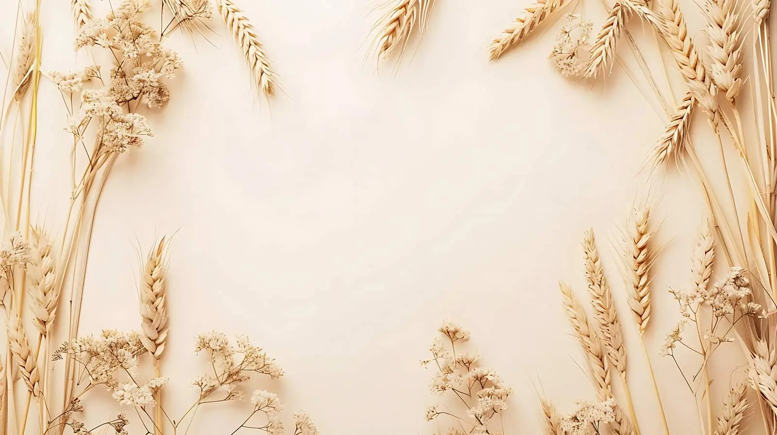 Minimal Floral Composition with Blank Wheat Frame — free download from Dotvec