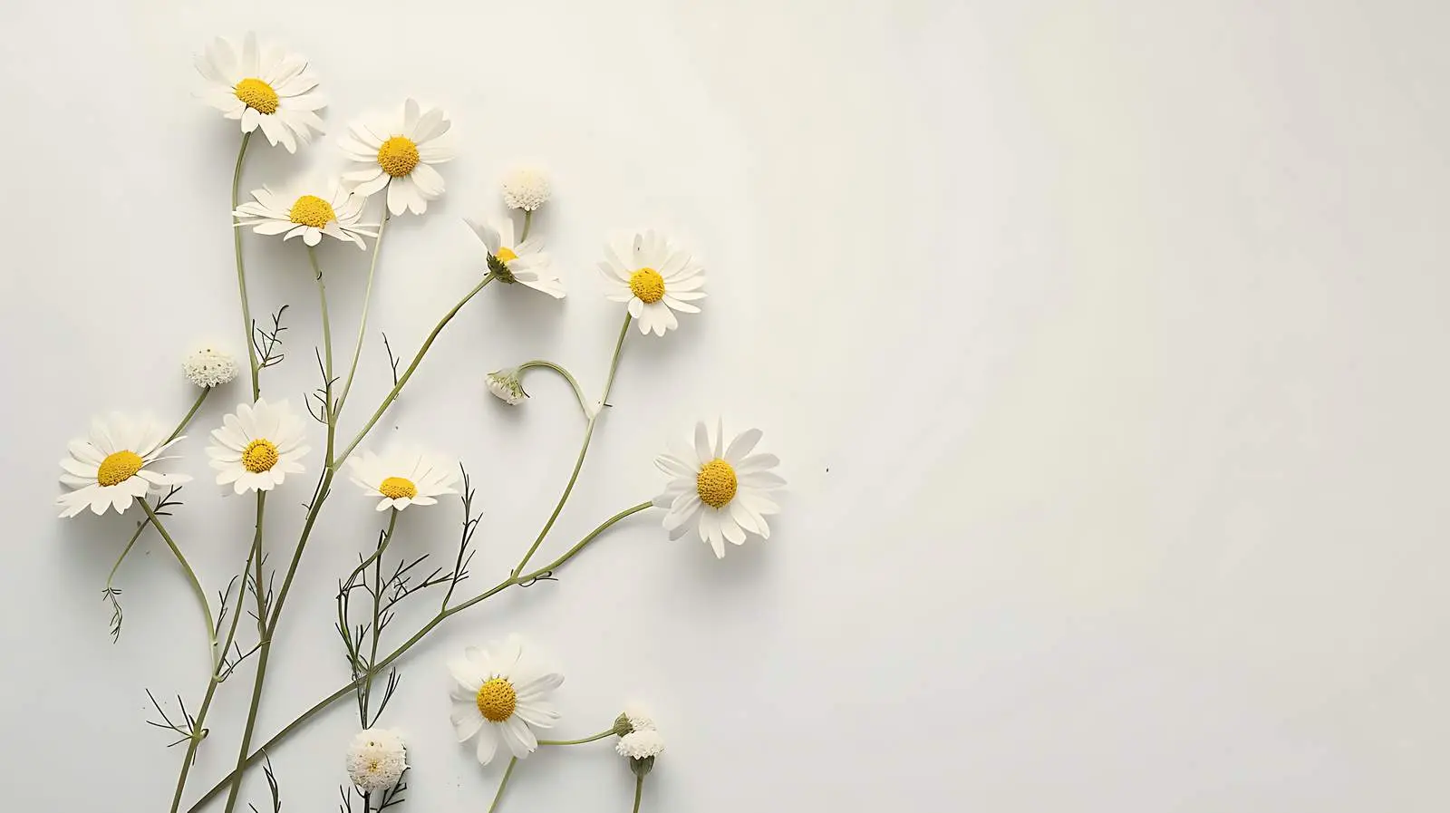 Minimalist Chamomile Flowers on White Background — free download from Dotvec