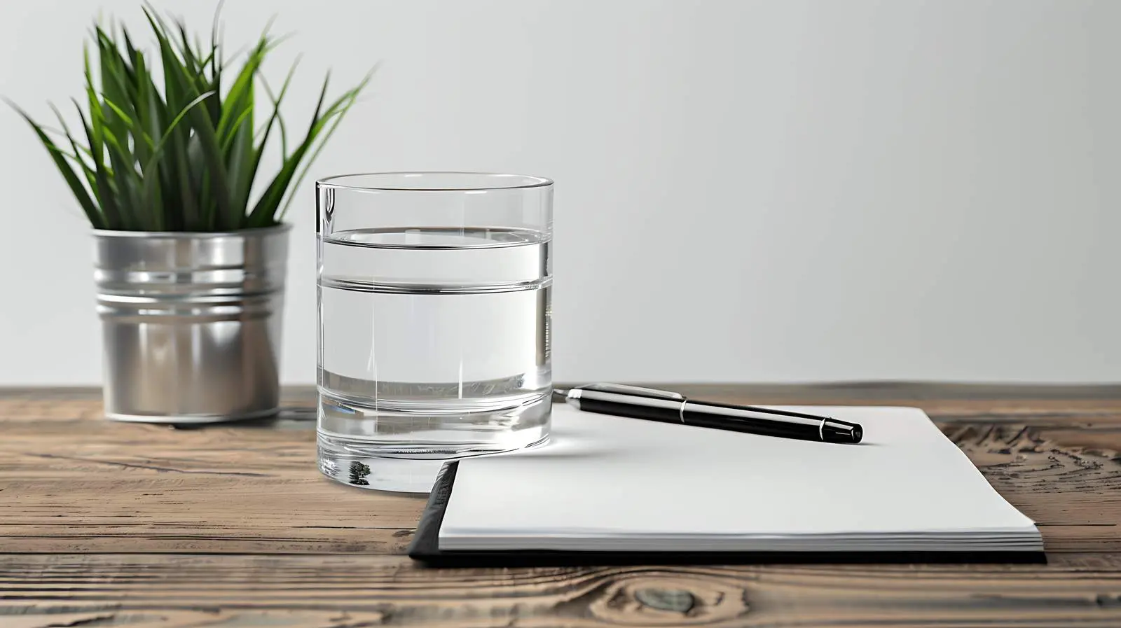 Minimalist Notebook and Glass of Water — free download from Dotvec