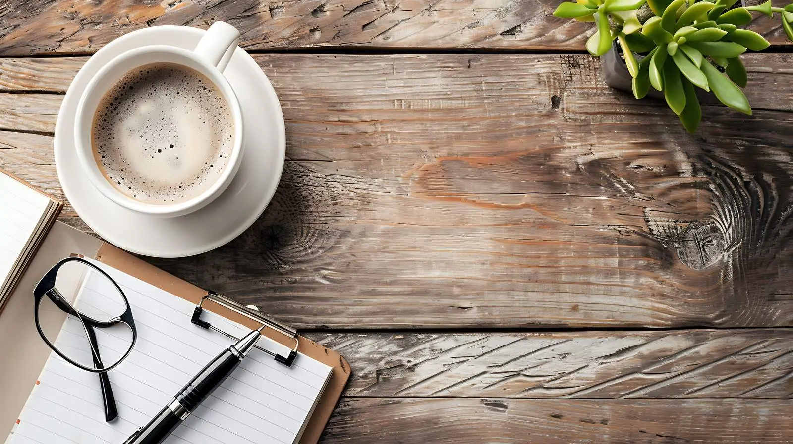 Minimalist Home Office Desk on Wooden Background — free download from Dotvec