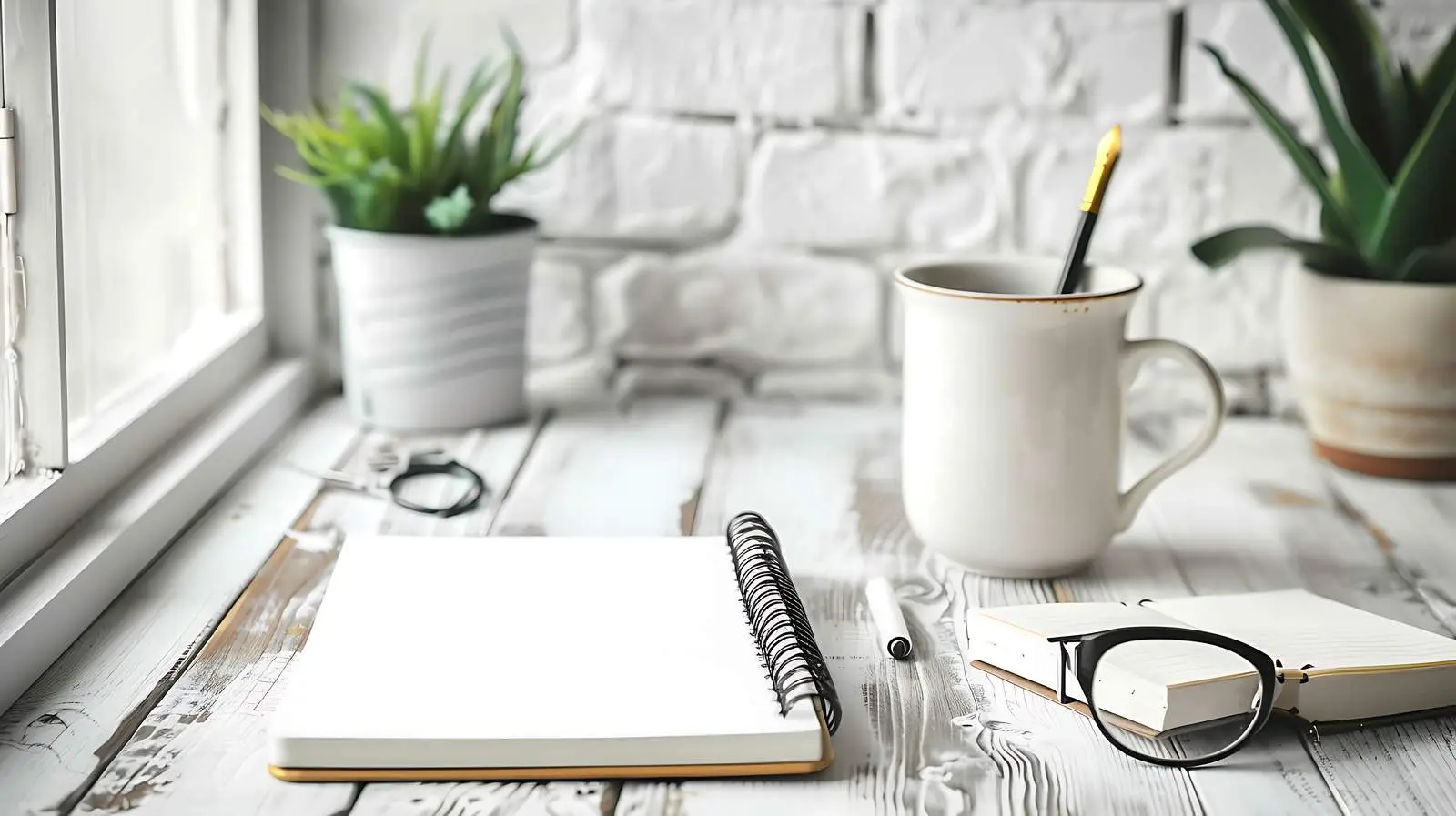 Minimalist Home Office Workspace on Wooden Desk — free download from Dotvec