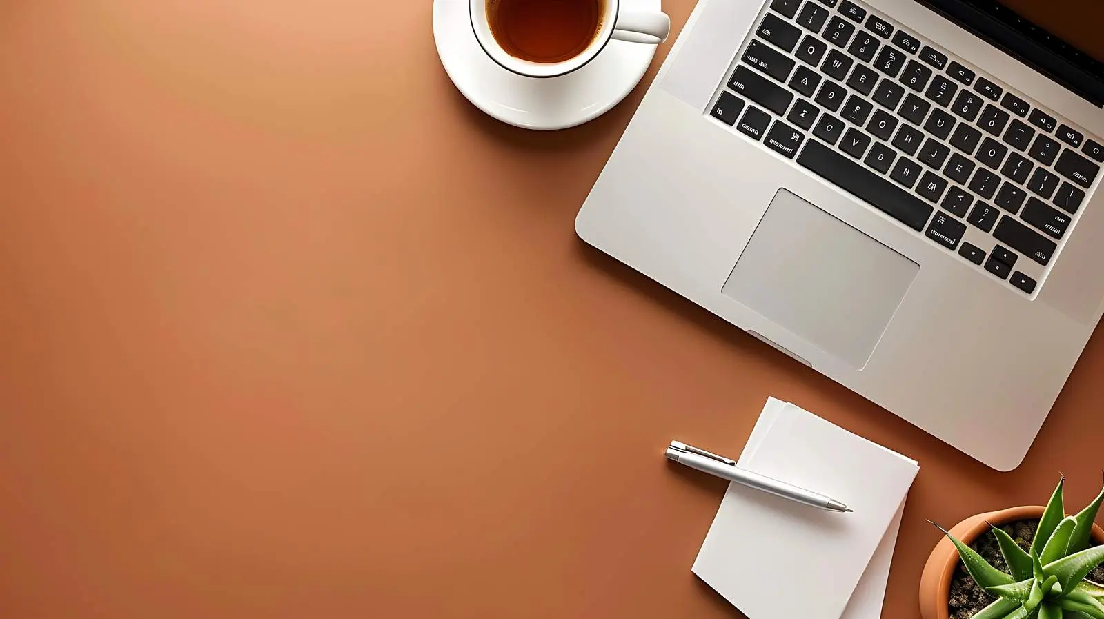 Aesthetic Minimalist Home Office Workspace with Laptop — free download from Dotvec