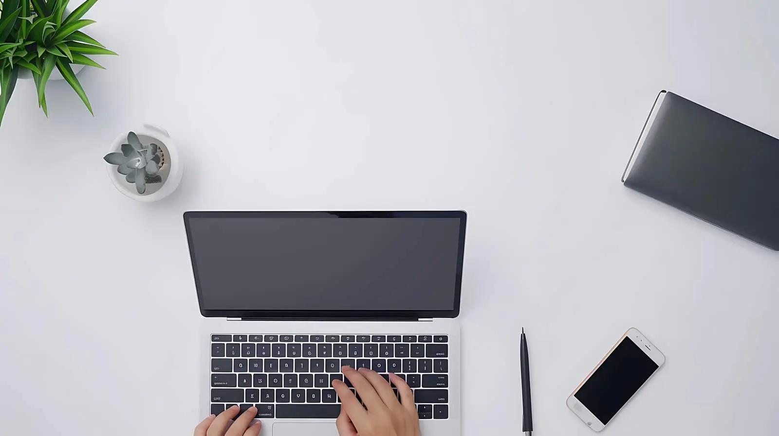 Minimalist Home Office Workspace with Person Working — free download from Dotvec